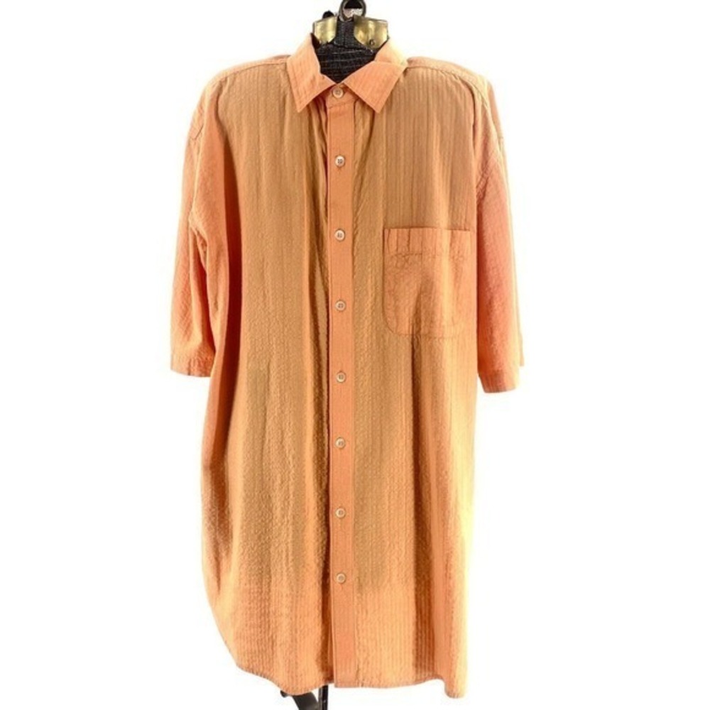 The Territory Ahead Men's Size XLT Seersucker Orange Short Sleeve Button Shirt